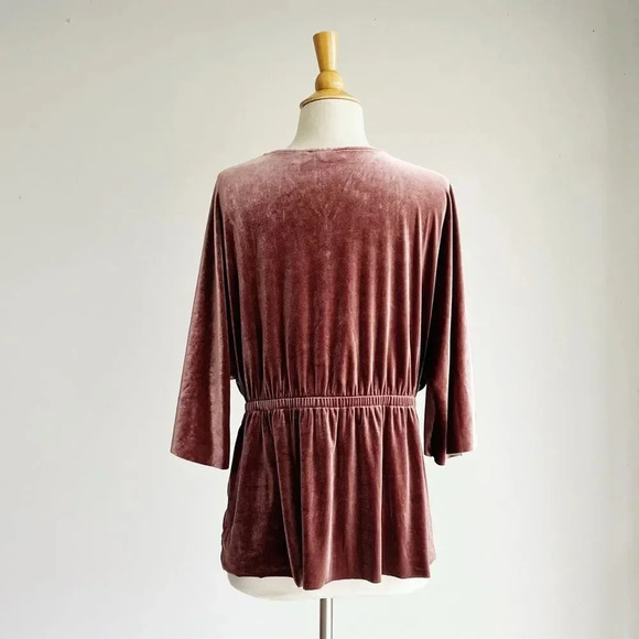Halogen Velvet Wrap Top – Romantic Rose Mauve Blouse (L) - Picture 3 of 5